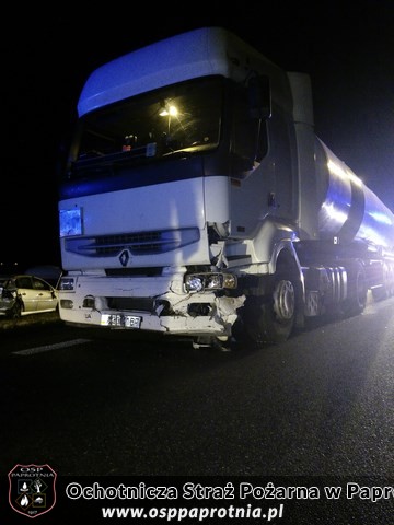 Wypadek na trasie E92 w miejscowosci Chrzczany