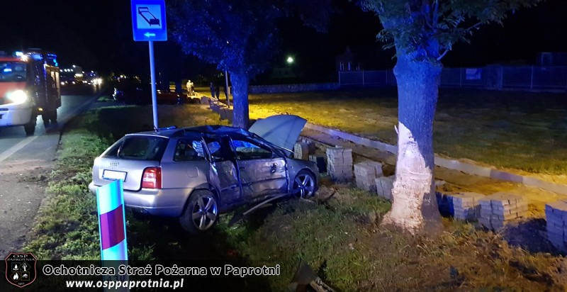 Samochód na drzewie 