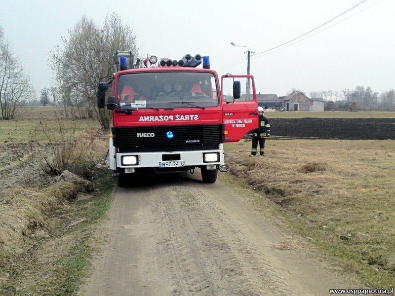 Pożar trawy w Paskach